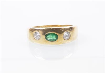 Brillant/Smaragdring zus. ca. 0,60 ct - Gioielli, arte e antiquariato