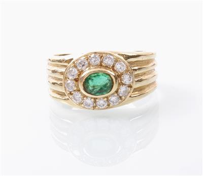 Brillanten 0,45 ct Smaragd Damenring - Jewellery, Works of Art and art