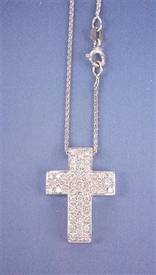 Brillantkreuz zus. ca. 1,10 ct an Halskette - Jewellery, Works of Art and art