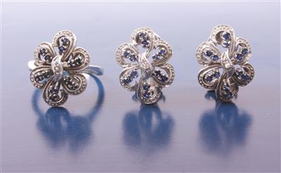 Diamanten-Safir Schmuckgarnitur - Jewellery, Works of Art and art