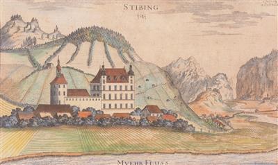 Alter Stahlstich von Stibing 1681 (Stübing b. Graz) - Tisky a obrázky