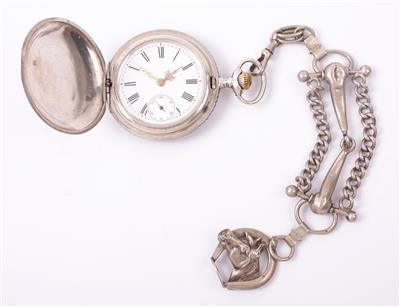 Herrentaschenuhr mit Uhrkette - Klenoty, umění a starožitnosti