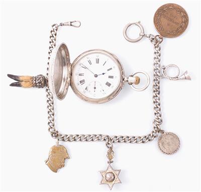 Herrentaschenuhr Uhrkette mit Angehänge - Klenoty, umění a starožitnosti