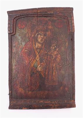 Tafel-Ikone, Russland 19. Jhdt., "Gottesmutter von Kasan", - Klenoty, umění a starožitnosti