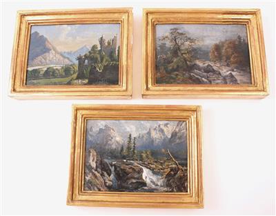 Künstler um 1900 "3 Landschaftsmotive", - Jewellery, Works of Art and art