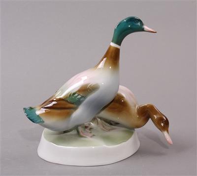 Entenpaar, ungarisches Porzellan, Marke Zsolnay/Pecs - Schmuck, Kunst und Antiquitäten