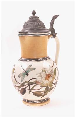 Dekorativer Henkelkrug, ungarische Keramik, Marke Pecs, - Klenoty, umění a starožitnosti