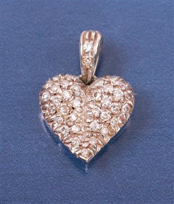 Diamantherzanhänger zus. ca. 0,20 ct - Gioielli, arte e antiquariato