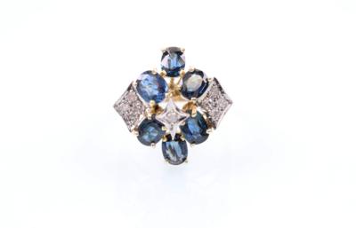 Diamant/Saphirdamenring - Jewellery, antiques and art