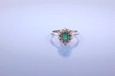 Brillant/Smaragd-Ring - Jewellery, antiques and art