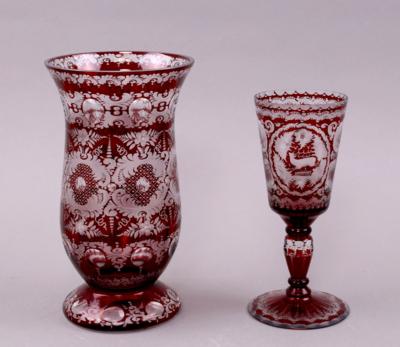 Vase/Pokalglas, im Stile Egermann/Böhmen, - Gioielli, arte e antiquariato