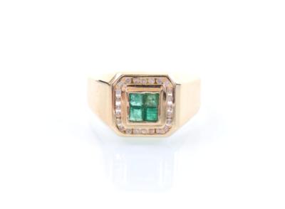 Diamant/Smaragd-Ring - Jewellery, antiques and art