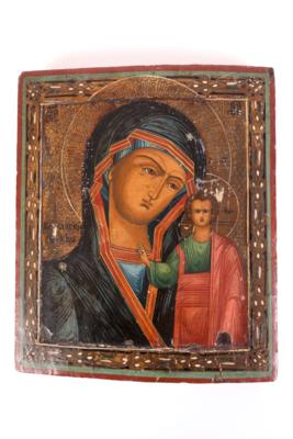 Ikone "Gottesmutter von Kasan", Russland 19. Jhdt. - Gioielli, arte e antiquariato