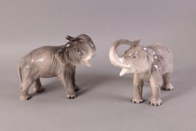 Elefantenpaar, Thüringer Keramik, Marke Sitzendorf/ Gebrüder Voigt, - Schmuck, Kunst & Antiquitäten