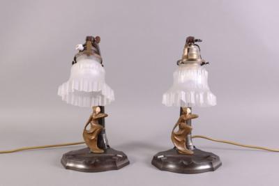 Paar Art Deco-Nachttischlampen, um 1930, - Klenoty, umění a starožitnosti