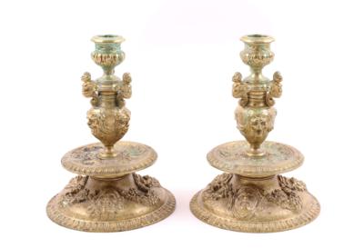 Paar Historismus-Kerzenständer um 1880, - Jewellery, Works of Art and art