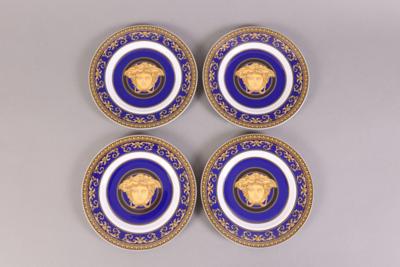 4 Brotteller, deutsches Porzellan, Marke Rosenthal, Versace Medusa Blue, - Gioielli, arte e antiquariato