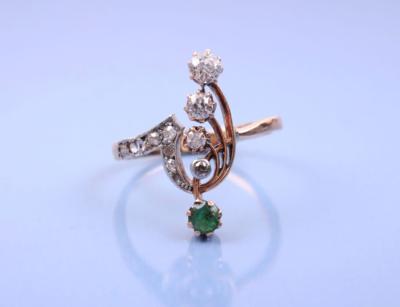 Diamant/Smaragddamenring - Jewellery, Works of Art and art