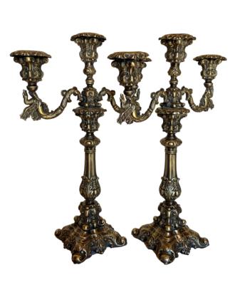 Paar Kerzenständer, in barockisierender Form, - Klenoty, umění a starožitnosti
