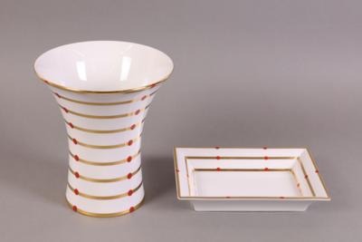 1 Vase, 1 Schale, Wiener Porzellan, Marke Augarten, - Klenoty, umění a starožitnosti