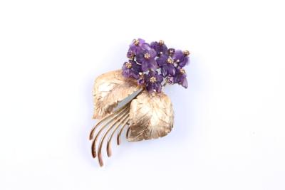 Amethystblütenbrosche - Schmuck, Kunst und Antiquitäten