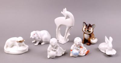 Gruppe Figuren (7 Stück) ungarisches Porzellan, Marke Zsolnay/Pecs, - Schmuck, Kunst und Antiquitäten
