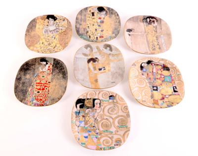 7 Wandteller, nach Gustav Klimt, "Frauenbildnisse", - Gioielli, arte e antiquariato
