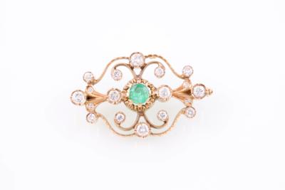 Brillant/Smaragdbrosche - Jewellery, Works of Art and art