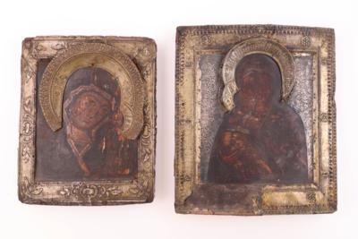 2 Ikonen "Gottesmutter von Kasan/ Vladimirskaja" - Šperky, umění a starožitnosti