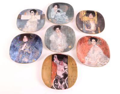 7 Wandteller, nach Gustav Klimt, "Phantastische Meisterwerke", - Šperky, umění a starožitnosti