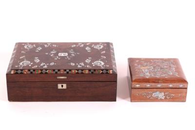 2 Holzkassetten, 20. Jahrhundert, - Jewelry, Art & Antiques