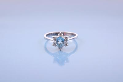 Diamant/Aquamarindamenring - Šperky, umění a starožitnosti