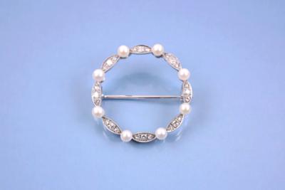 Diamantkulturperlen-Brosche - Šperky, umění a starožitnosti