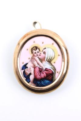 Mutter Gottes mit Kind Anhänger/Brosche - Šperky, umění a starožitnosti