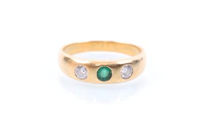 zwei Brillanten 0,25 ct Smaragd Damenring - Jewelry, Art & Antiques
