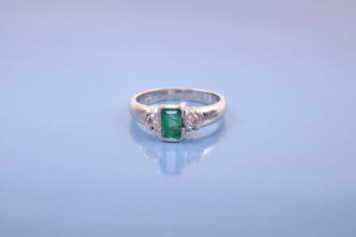 Brillant/Smaragddamenring - Šperky, umění a starožitnosti