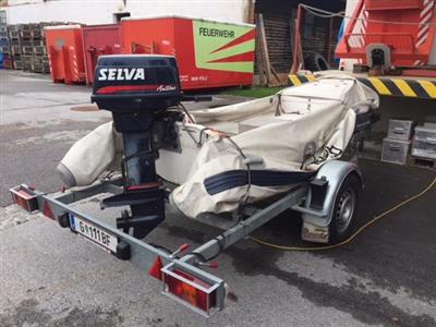 Schlauchboot mit Außenbordmotor SELVA, grau - Cars and vehicles