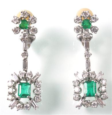 Diamant Smaragdohrclipsgehänge - Kunst, Antiquitäten und Schmuck