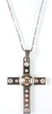 Fassonhalskette mit Brillantkreuz - Antiques, art and jewellery