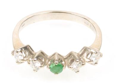 Smaragd Brillant Damenring - Kunst, Antiquitäten und Schmuck