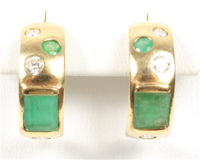Smaragd Brillant Ohrstecker - Antiques, art and jewellery