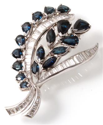 Diamant Saphir Brosche - Antiques, art and jewellery