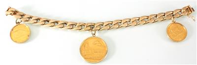 Fassonarmband mit drei Medaillenangehängen - Kunst, Antiquitäten und Schmuck