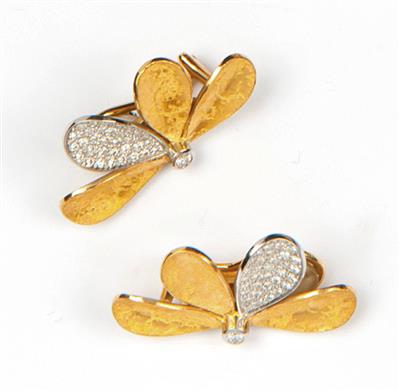 Paar goldene 18-karätige Ohrclips - Kunst, Antiquitäten und Schmuck online auction