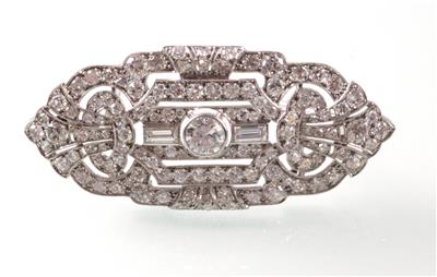 Brillant-Diamantbrosche zus. ca. 5,10 ct - Arte, antiquariato e gioielli