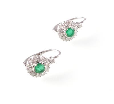 Brillant-Smaragd Ohrgehänge - Arte, antiquariato e gioielli