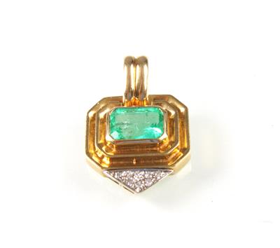 Diamant Smaragd Anhänger - Umění, starožitnosti, šperky