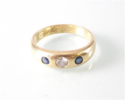 Brillant Saphir (Herren) ring - Art, antiques and jewellery