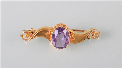 Brosche mit Amethyst - Art, antiques and jewellery