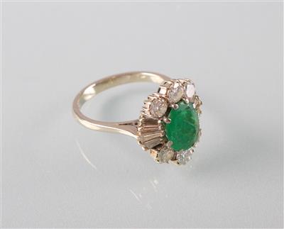 Smaragd Brillant Diamantring zus. ca.1,35 ct - Kunst, Antiquitäten und Schmuck